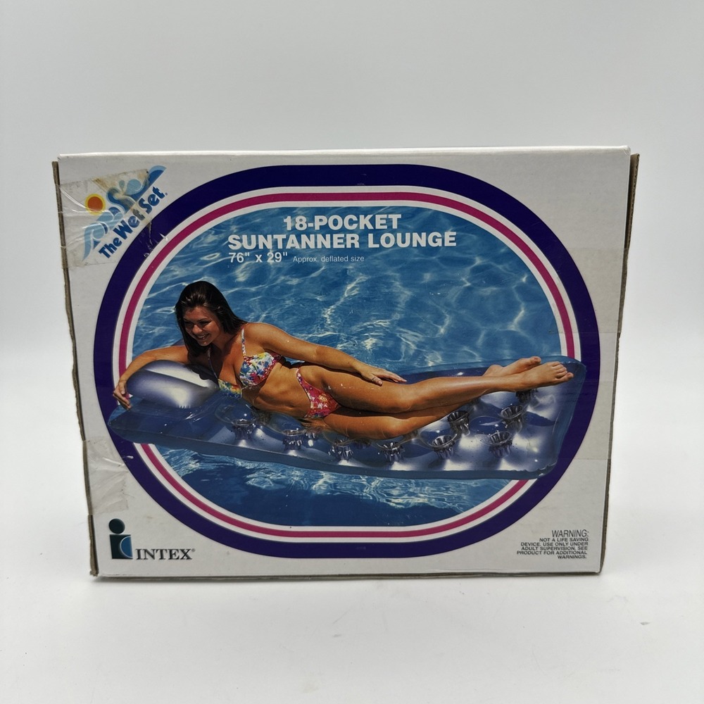 Vtg New 1994 Intex‎ The Wet Set 18 Pocket Suntanner Lounge Pool Raft Float 76x29